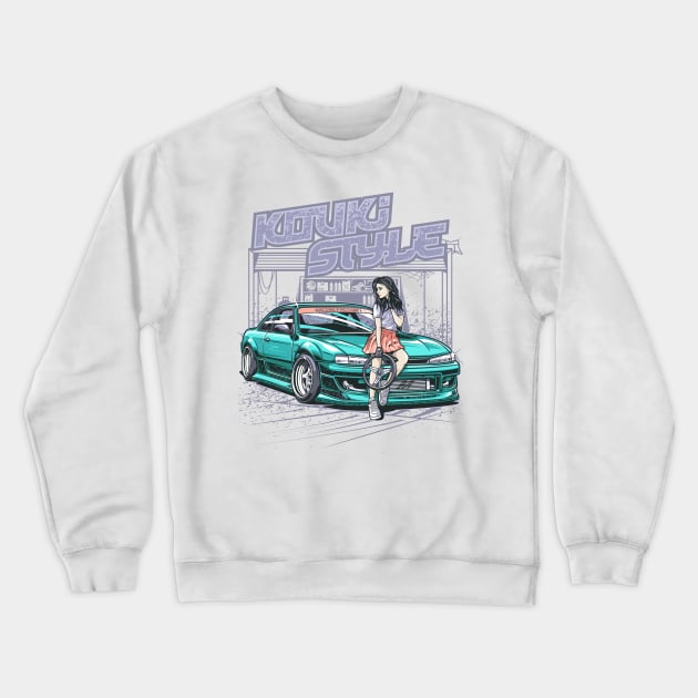 Nissan Silvia S14 Kouki Style, Japanese Race car, JDM Tee, sr20, Car Fan, Car Guy Gift Idea, Car Enthusiasts, Car Lover Poster, Gift For Mechanic Crewneck Sweatshirt by racingfactory